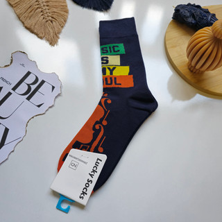 جوراب ساق بلند فانتزی lucky socks طرح حروف انگلیسی