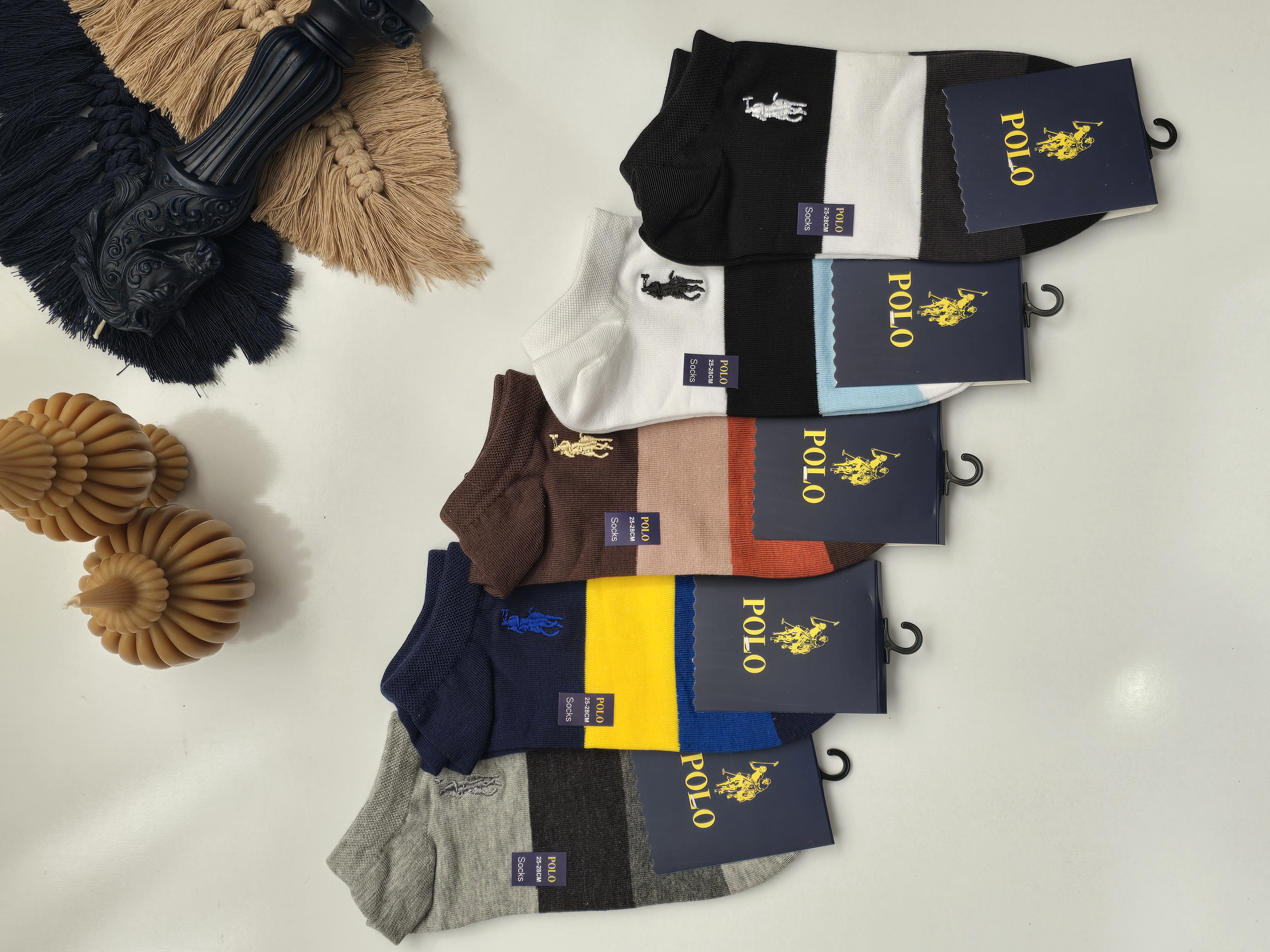 جوراب مردانه مچی ۳ رنگ گلدوزی polo